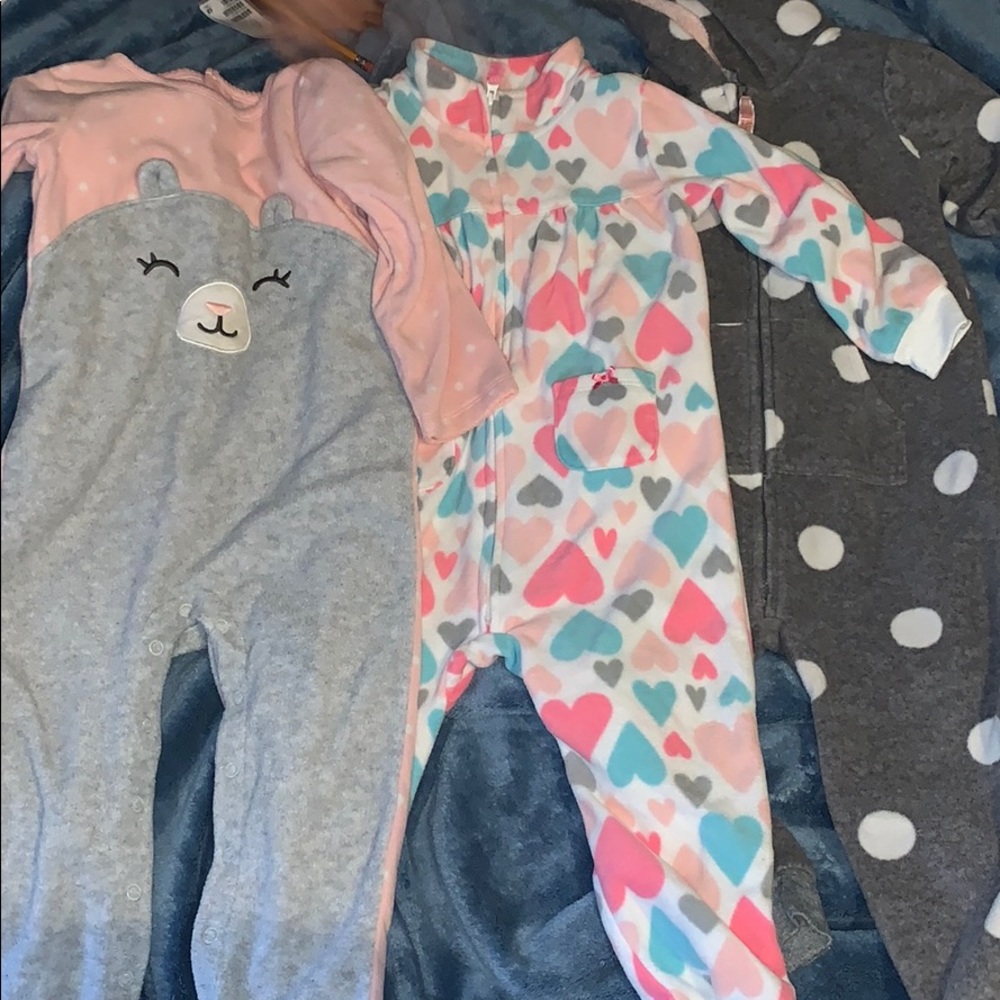 3 Baby girl warm pajamas